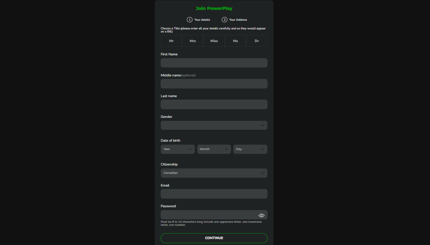 powerplay casino login page for sign in game account